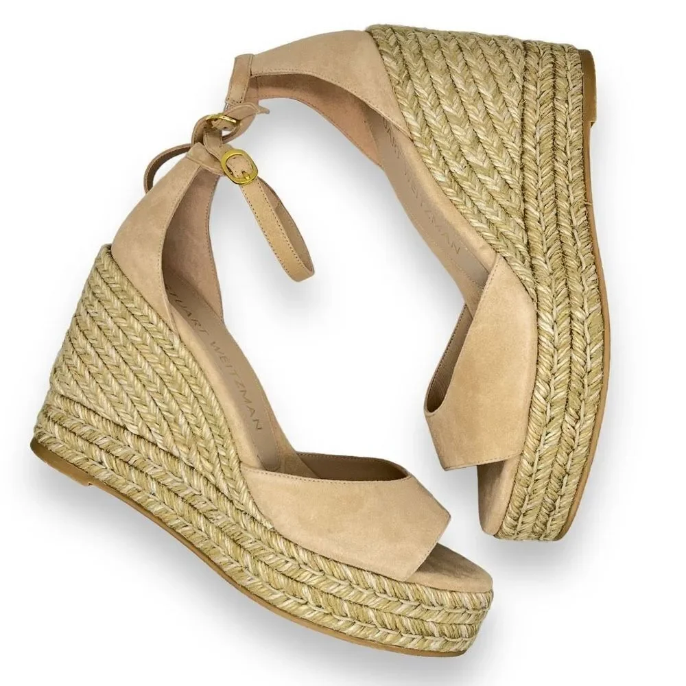 stuart weitzman‎ nudist curve espadrille wedges suede